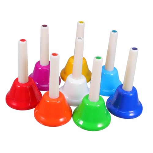 FUTUREORYY 8-teiliges Set Achtfarbige Uhr Kid Musical Instrument Hotelklingel Musikinstrumente Kleinkindmusikinstrumente Klingeln Metallglocke Manuelle Restaurantglocke Holz von FUTUREORYY