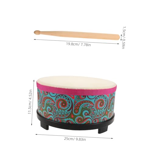 FUTUREORYY Boden Trommel Grün mit Blumenmuster Orff Handtrommel Percussion Instrument für Kleinkinder Musikspielzeug Geeignet für Schule Party und Indoor Outdoor Rhythmustraining von FUTUREORYY