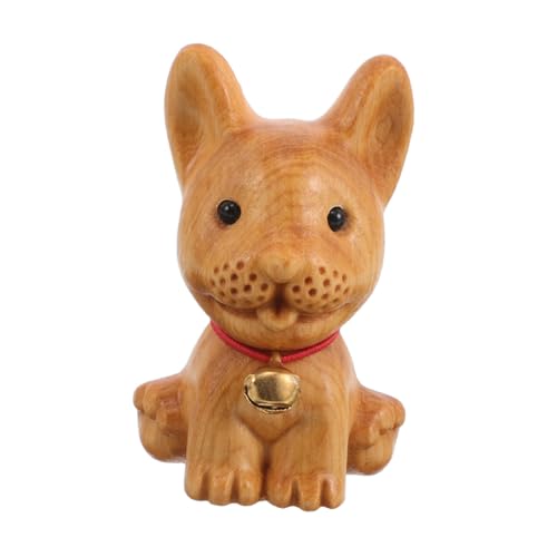 FUTUREORYY Holz Corgi Figur Handgeschnitzt Miniatur Tier Skulptur Für Wohnraum Dekoration Garten Tisch Ornament Aus Natur Material von FUTUREORYY