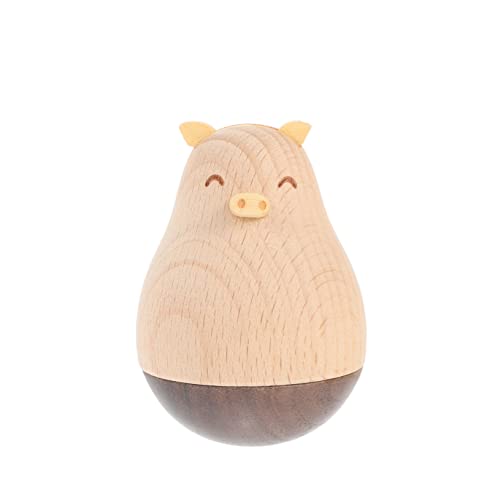 FUTUREORYY Holz Wackelfigur Schwein Kleine Tierfigur Tischdekoration Handgefertigt für Büro Wohnzimmer und Wohnaccessoire von FUTUREORYY