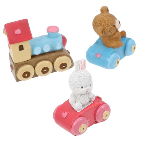 FUTUREORYY Kindergeburtstag Tortenfigur mit Bär Hase und Zug Kreative Cake Decor Deko für Geburtstagstorten Wiederverwendbare Bunte Kuchenverzierung für Desktop und Party von FUTUREORYY