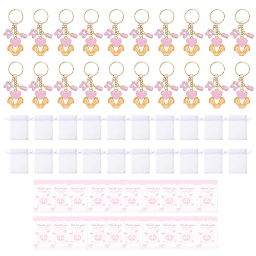 Baby-Fußabdruck-Schlüsselanhänger-Set für Baby-Party, Partyzubehör, Neugeborene, Gast-Schlüsselanhänger, Rückkehr-Souvenir, 20 Stück von FUUGlan