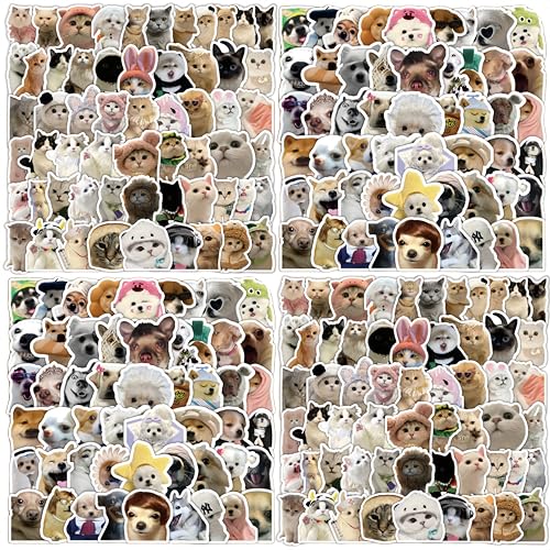 FUVBNQGT Realistische Katzen und Hunde Aufkleber, 120 Stück, 60 Katzen und 60 Hunde, wasserfest, Vinyl, für Liebhaber, Telefon, Wasserflaschen von FUVBNQGT