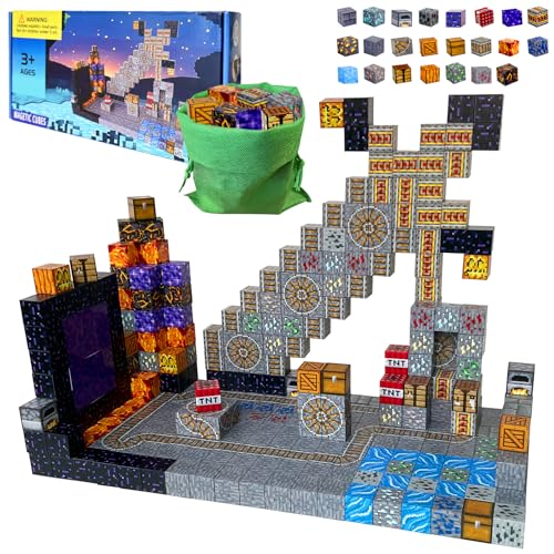 FUXHBFB Magnetische Bausteine 100PCS Magnetwürfel - Magnetbausteine Mine Magnet für Jungen und Mädchen Welt Spielzeug ab 4 Jahre Junge und Magnetic Building Blocks (Schwert) von FUXHBFB