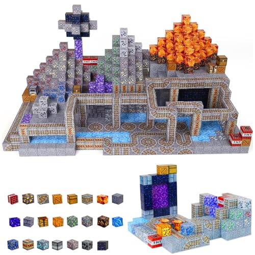 FUXHBFB Magnetische Bausteine 100PCS Magnetwürfel - Magnetbausteine Mine Magnet für Jungen und Mädchen Welt Spielzeug ab 4 Jahre Junge und Magnetic Building Blocks (Bergbau) von FUXHBFB