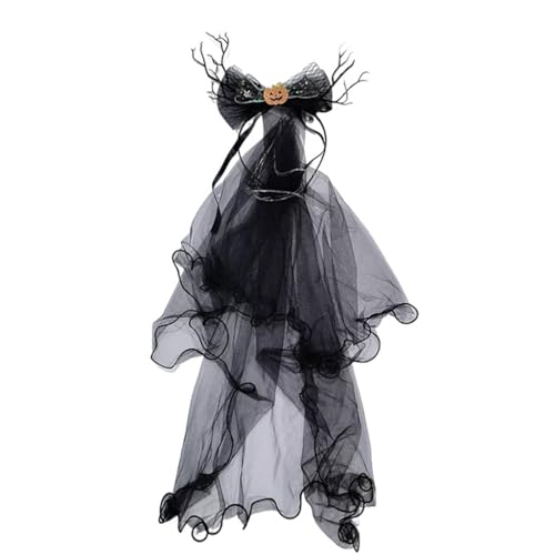 FUXIU Glowing Rose Stirnband Geisterbraut Schleier Braut Cosplay Kostüm Kopfbedeckung Haarschmuck Halloween Kostüm von FUXIU