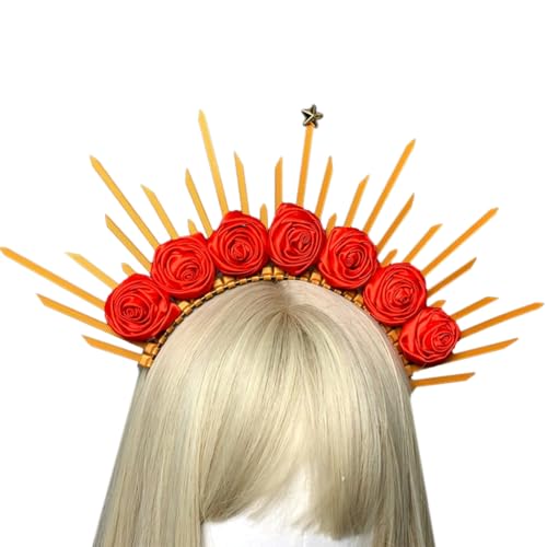 FUXIU Gothic Stirnband Prinzessin Kopfschmuck Festzug Abschlussball Party Requisiten Spiked Vintage Tiaras Haarreifen für Gottheit Frauen von FUXIU