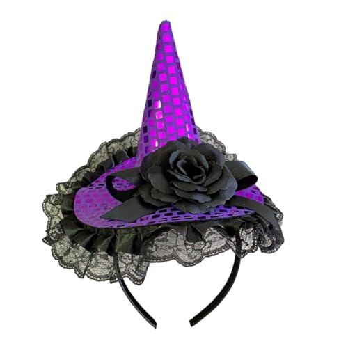 FUXIU Halloween Kopfschmuck Spitze Hexenhut Stirnband Specter Haarreifen mit Netz Starker Halt Haarreifen für Mädchen Jungen von FUXIU