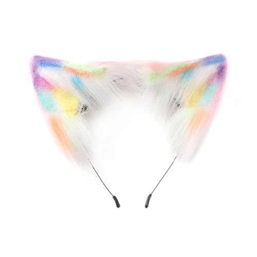 FUXIU Karnevals-Ohr-Haarreif für Damen, Regenbogenfarben, Make-up-Stirnband für Ostern, Halloween, Cosplay, Haarschmuck von FUXIU