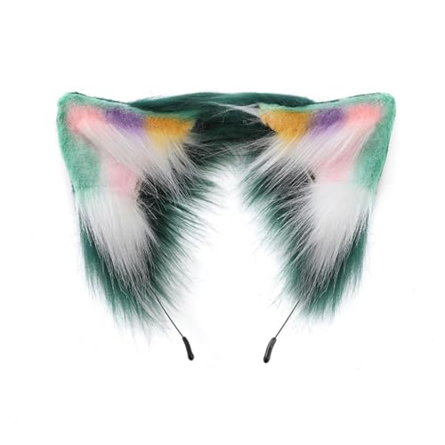 FUXIU Karnevals-Ohr-Haarreif für Damen, Regenbogenfarben, Make-up-Stirnband für Ostern, Halloween, Cosplay, Haarschmuck von FUXIU