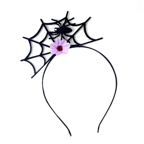 FUXIU Lustiges Araneid Stirnband Geburtstag Party Cosplay mit Blume Spinnennetz Kopfbedeckung Haarschmuck Halloween Kostüm Haarband von FUXIU