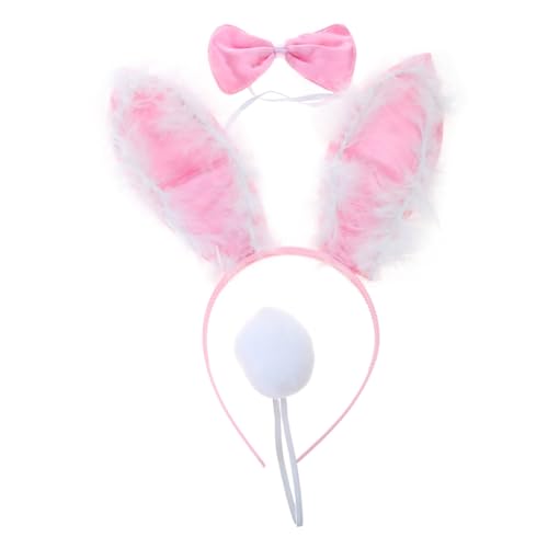 FUXIU Plüsch-Ohr-Form-Stirnband, Schwanz und Fliege, Halloween, Cosplay, Kostüm, Party-Zubehör für Erwachsene und Kinder von FUXIU
