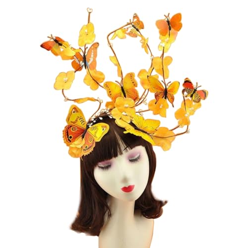 FUXIU Schmetterlinge Fascinator Hut Monarchen Schmetterlinge Stirnband Krone Party Kopfschmuck Halloween Kostüm Cosplay Zubehör FUXIU Schmetterlinge Fascinator Hut Monarchen Schmetterlinge Stirnband Krone Party Kopfschmuck Halloween Kostüm Cosplay Zubehör von FUXIU