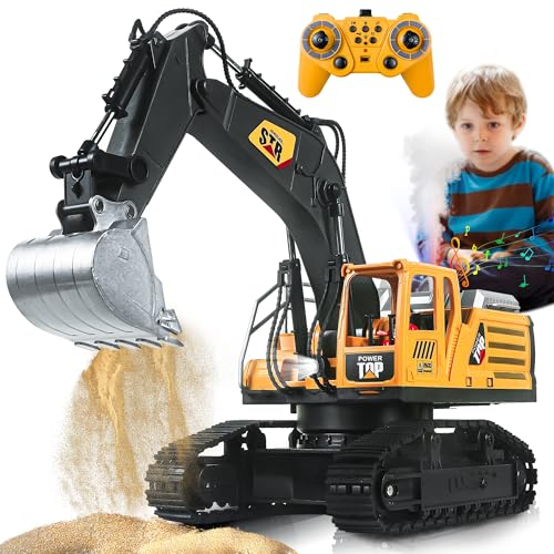 FUYLEY Ferngesteuerter Bagger Spielzeug für Jungen, 14 Kanal 2,4Ghz RC Bagger Metall Schaufel mit Spray Licht Ton, Rc BAU Spielzeug 680°Rotation für Jungen Geschenk FUYLEY Ferngesteuerter Bagger Spielzeug für Jungen, 14 Kanal 2,4Ghz RC Bagger Metall Schaufel mit Spray Licht Ton, Rc BAU Spielzeug 680°Rotation für Jungen Geschenk von FUYLEY