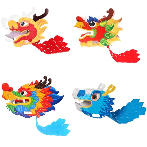 FUZYXIH Drachenkopf Masken Sets Chinesische Papier Drachenkopf Maske Chinesisches Neujahrszubehör Für Kinder Erwachsene Weihnachten Halloween Papier Drachenpuppe Papier Drachen Set von FUZYXIH