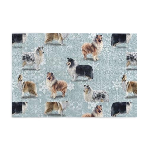 Puzzles, Puzzles für Erwachsene, anspruchsvolles Puzzle, 1000 Teile, Bilderpuzzle aus Holz, The Rough Collie Christmas Puzzles, Puzzles für Erwachsene, anspruchsvolles Puzzle, 1000 Teile, Bilderpuzzle aus Holz, The Rough Collie Christmas von FUkker