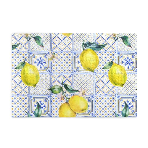 Puzzles, Puzzles für Erwachsene, herausforderndes Puzzle, 1000 Teile, Bilderpuzzle aus Holz, Vintage-Zitrone, Sommerfrucht, ethnisches Blau Puzzles, Puzzles für Erwachsene, herausforderndes Puzzle, 1000 Teile, Bilderpuzzle aus Holz, Vintage-Zitrone, Sommerfrucht, ethnisches Blau von FUkker