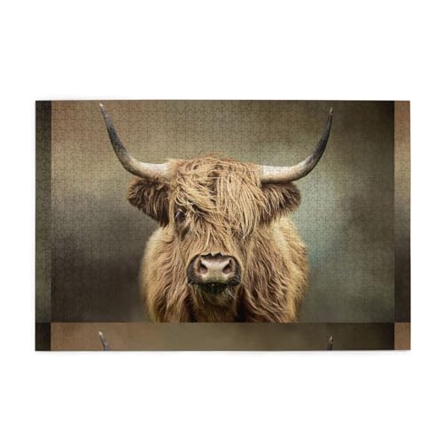 Puzzles, Puzzles für Erwachsene Anspruchsvolles Puzzle 1000 Teile Bilderpuzzle aus Holz, Highland Cow Puzzles, Puzzles für Erwachsene Anspruchsvolles Puzzle 1000 Teile Bilderpuzzle aus Holz, Highland Cow von FUkker