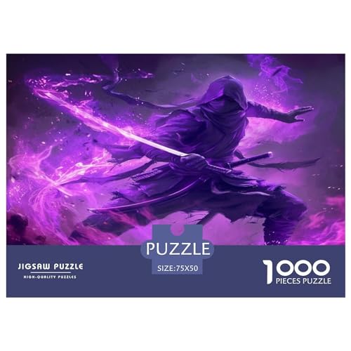 1000 Stück lila Ninja-Puzzle für Erwachsene und Kinder, kreatives rechteckiges Puzzle, Holzpuzzle, lustiges Lernspielzeug, 1000 Stück (75 x 50 cm) von FUmoney