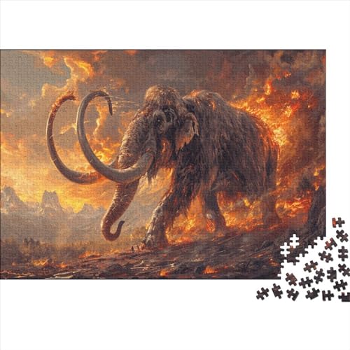 1000 Teile Flammendes Mammut-Puzzle, kreative rechteckige Puzzles für Erwachsene und Kinder, große Puzzles für Familien-Lernspiel 1000 Teile (75 x 50 cm) von FUmoney