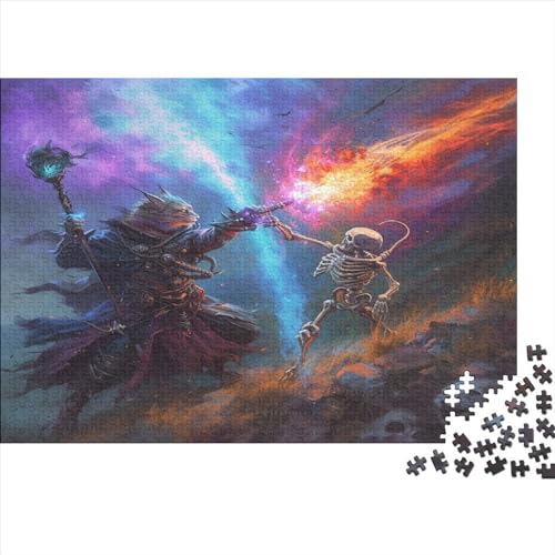 1000 Teile Magier-Katze-Puzzle für Erwachsene und Kinder, kreatives rechteckiges Puzzle, Holzpuzzle, lustiges Lernspielzeug, 1000 Teile (75 x 50 cm) von FUmoney