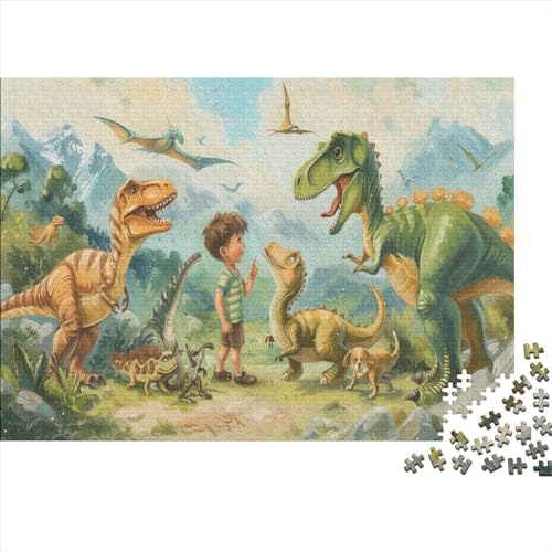 1000 Teile Puzzle der Dinosaurierwelt für Erwachsene, Holzpuzzle, pädagogische, intellektuelle Puzzles, lustiges Familienspiel, 1000 Teile (75 x 50 cm) von FUmoney