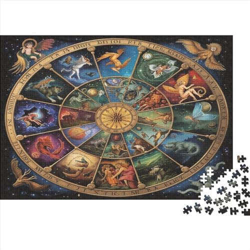 1000 Teile Puzzle für Erwachsene The_Zodiac Puzzle Kreatives rechteckiges Holzpuzzle Geschenk für Freunde Familie 1000 Teile (75 x 50 cm) von FUmoney
