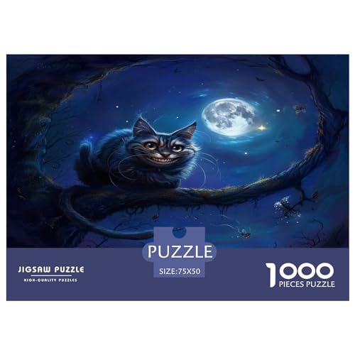 1000 Teile Puzzle mit böser Katze für Erwachsene und Kinder, kreatives rechteckiges Puzzle, Holzpuzzle, lustiges Lernspielzeug, 1000 Teile (75 x 50 cm) von FUmoney
