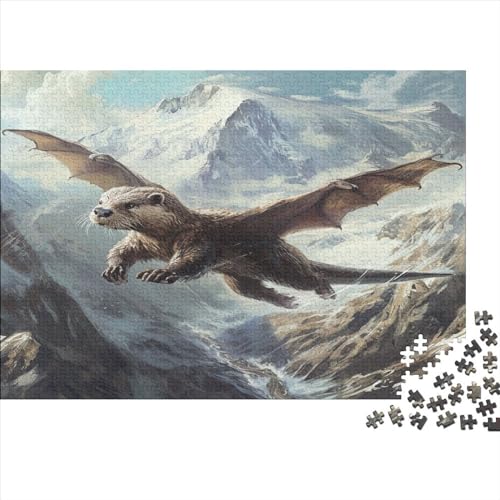 1000 Teile Puzzle mit fliegendem Otter, kreatives rechteckiges Puzzle für Erwachsene und Kinder, großes Puzzle für Familien-Lernspiel 1000 Teile (75 x 50 cm) von FUmoney