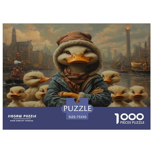 1000 Teile Tier-Enten-Puzzle, kreative rechteckige Puzzles für Erwachsene und Kinder, große Puzzles für Familien-Lernspiel 1000 Teile (75 x 50 cm) von FUmoney