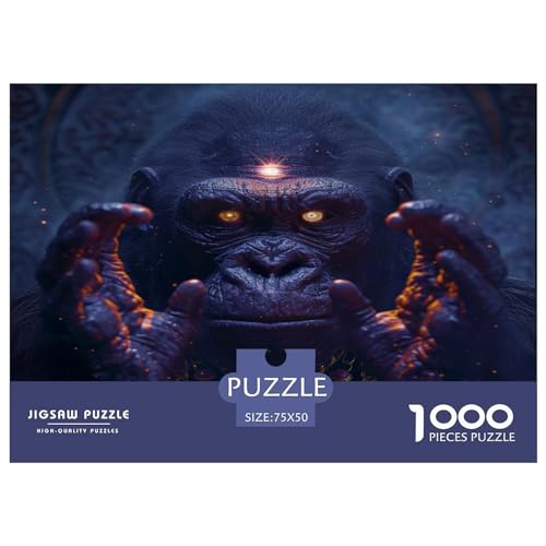 1000 Teile Tier-Gorilla-Puzzle für Erwachsene und Kinder, kreatives rechteckiges Puzzle, Holzpuzzle, lustiges Lernspielzeug, 1000 Teile (75 x 50 cm) von FUmoney