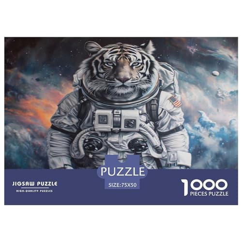 1000 Teile kreative Puzzles, Astronauten-Tiger-Puzzle, rechteckiges Puzzle, Lernspielzeug, Geschenk für Kinder und Erwachsene, 1000 Teile (75 x 50 cm) von FUmoney