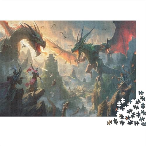 1000 Teile kreative Puzzles, Drachenkampf-Puzzles, rechteckiges Puzzle, Lernspielzeug, Geschenk für Kinder und Erwachsene, 1000 Stück (75 x 50 cm) von FUmoney