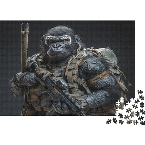 1000 Teile kreative Puzzles, Gorilla-Soldat, rechteckiges Puzzle, Lernspielzeug, Geschenk für Kinder und Erwachsene, 1000 Teile (75 x 50 cm) von FUmoney