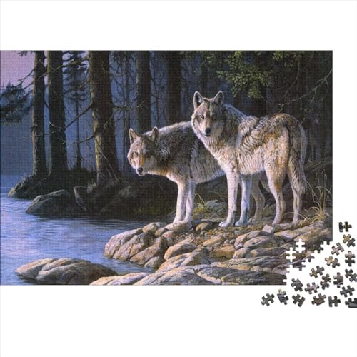 1000-teiliges Holzpuzzle, Tierwolf-Puzzle, Heimwanddekoration, Lernspielzeug, Geschenk für Familienspiel, 1000 Stück (75 x 50 cm) von FUmoney