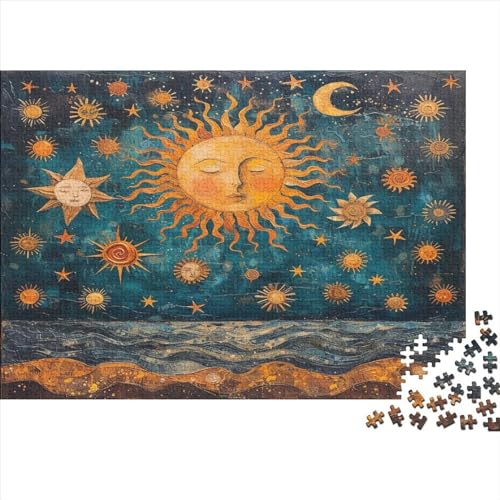 1000-teiliges Holzpuzzle „Stars_Sun“-Puzzle für Zuhause, Wanddekoration, Lernspielzeug, Geschenk für Familienspiel, 1000 Stück (75 x 50 cm) von FUmoney