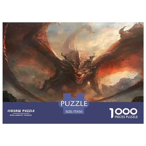 1000-teiliges Puzzle, Drachenpuzzle für Erwachsene, Holzpuzzle, Lernspiel für Erwachsene, Kind, 1000 Teile (75 x 50 cm) von FUmoney