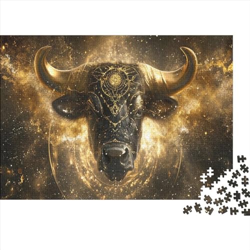 1000-teiliges Puzzle, Stier-Stier, für Erwachsene, Kinder, Holzpuzzle, Lernspielzeug, 1000 Teile (75 x 50 cm) von FUmoney