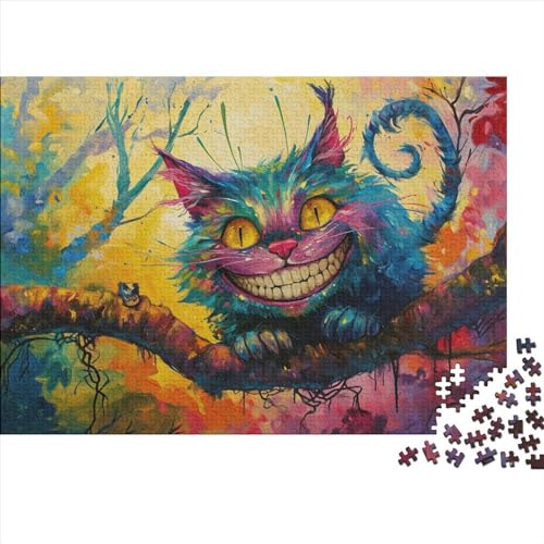 1000-teiliges Puzzle, lächelnde Katze, Puzzles, Holzpuzzle, Montagespielzeug, interaktives Familienspiel, 1000 Teile (75 x 50 cm) von FUmoney