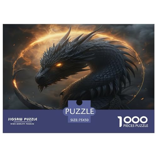 1000-teiliges Puzzle für Erwachsene, Black_Dragon-Puzzle für Erwachsene und Kinder, Puzzle mit 1000 Teilen, Spielspielzeug für Erwachsene, Familienpuzzle, Geschenk, 1000 Stück (75 x 50 cm) von FUmoney