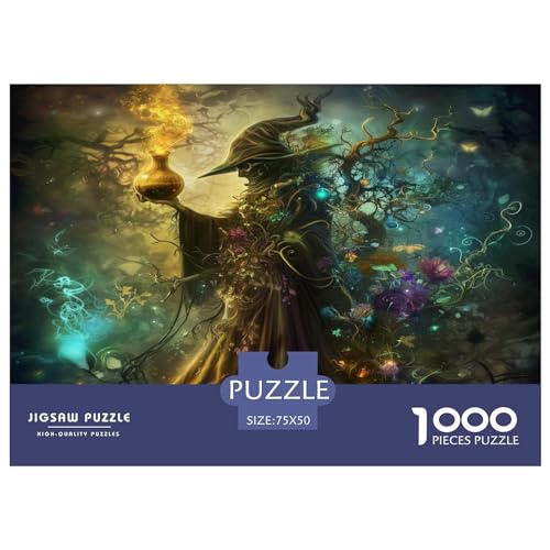 1000-teiliges Puzzle für Erwachsene, Fantasy-Zauberer-Puzzle, Holzpuzzle für Erwachsene, Familienunterhaltungsspielzeug, 1000 Stück (75 x 50 cm) von FUmoney