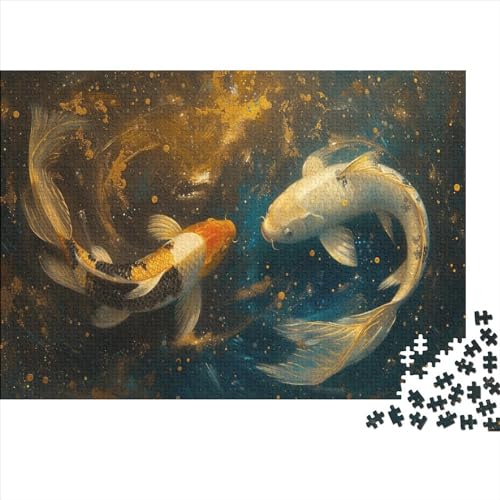 1000-teiliges Puzzle für Erwachsene, Galaxie-Koi-Fisch-Puzzle, Holzpuzzle für Erwachsene, Familienunterhaltungsspielzeug, 1000 Teile (75 x 50 cm) von FUmoney