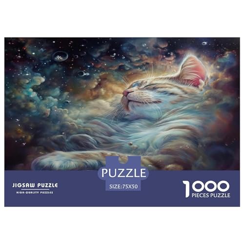 1000-teiliges Puzzle für Erwachsene, Galaxy Art Cat-Puzzle, Holzpuzzle für Erwachsene, Familienunterhaltungsspielzeug, 1000 Teile (75 x 50 cm) von FUmoney