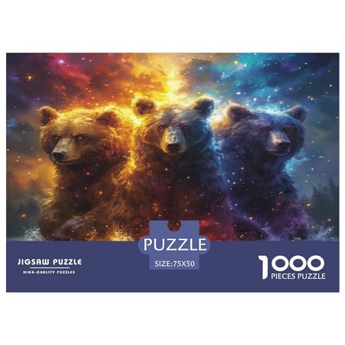 1000-teiliges Puzzle für Erwachsene, Kunstbär, Holzpuzzle, pädagogische, intellektuelle Puzzles, lustiges Familienspiel, 1000 Teile (75 x 50 cm) von FUmoney