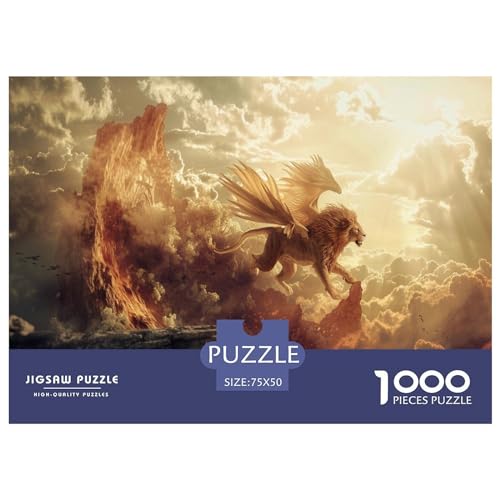 1000-teiliges Puzzle mit Löwenfliegen für Erwachsene, kreatives rechteckiges Puzzle, Holzpuzzle, Geschenk für Freunde und Familie, 1000 Stück (75 x 50 cm) von FUmoney