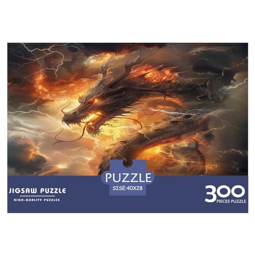 300 Teile Puzzle für Erwachsene, Fliegender Drache, kreatives rechteckiges Holzpuzzle, Geschenk für Freunde und Familie, 300 Teile (40 x 28 cm) von FUmoney