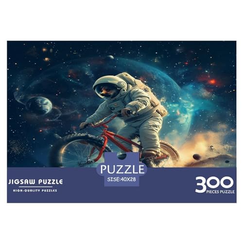 300-teiliges Holzpuzzle, Astronauten-Fahrrad-Puzzle, kreatives rechteckiges Puzzle, Geschenk für Familienspiel, Freunde, 300 Stück (40 x 28 cm) von FUmoney