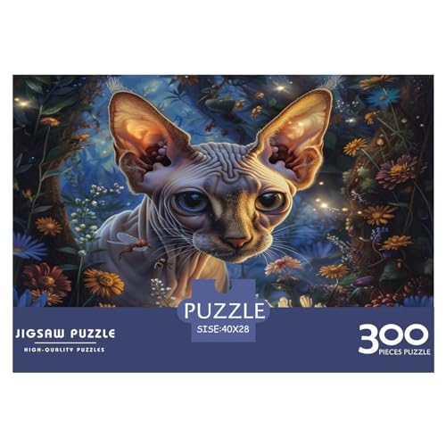 300-teiliges Puzzle für Erwachsene, Tierkatzen-Puzzlesets für die Familie, Holzpuzzle, Gehirn-Herausforderungspuzzle, 300 Teile (40 x 28 cm) von FUmoney