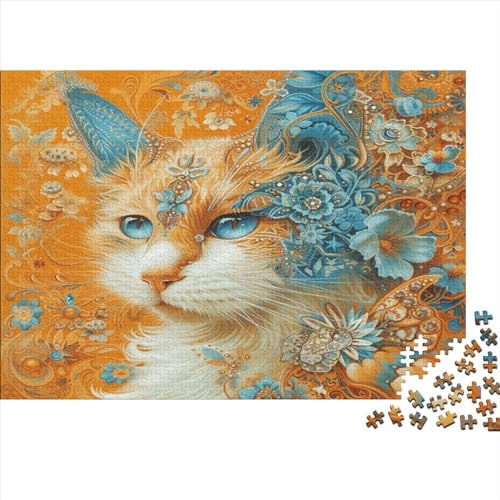 500 Teile Puzzle für Erwachsene, Tierkatze, Puzzle, kreatives rechteckiges Holzpuzzle, Geschenk für Freunde, Familie, 500 Teile (52 x 38 cm) von FUmoney