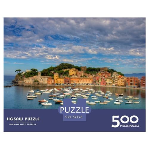 500 Teile Puzzle mit Italienischer Schönheit für Erwachsene und Kinder, kreatives rechteckiges Puzzle, Holzpuzzle, lustiges Lernspielzeug, 500 Teile (52 x 38 cm) von FUmoney